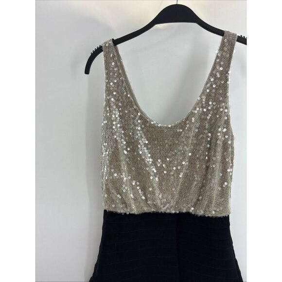 Express Womens Size S Sequin Top Ruched Mini Dress Black Gray Party Cocktail - Picture 2 of 5